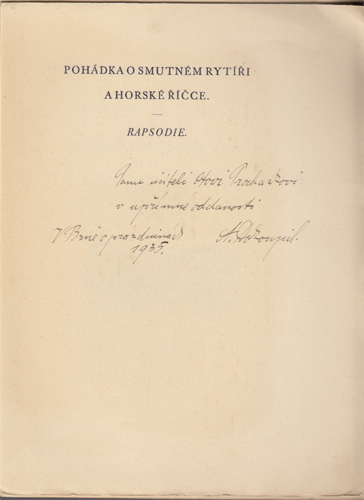Dokoupil - Pohádka o smutném rytíři a horské říčce (Rapsodie) vč. PODPISU AUTORA