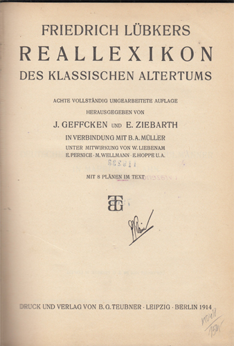 Lübkers - Reallexikon des klassischen altertums
