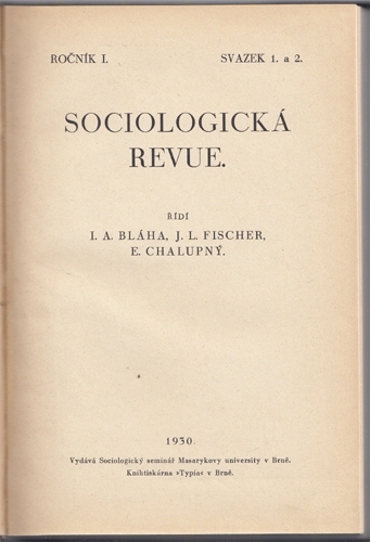 Sociologická revue (1. ročník, 4 svazky)