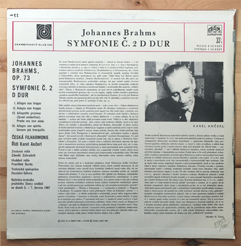 Johannes Brahms - Symfonie č. 2 D dur, op. 73 (LP)