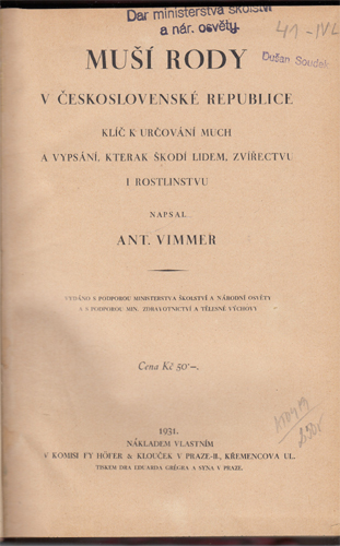 Vimmer - Muší rody v Československé republice
