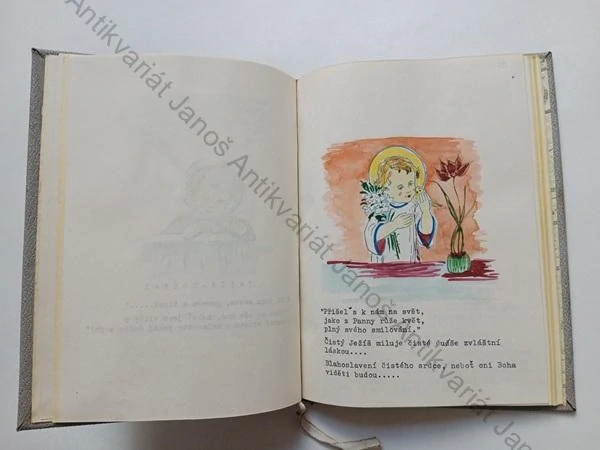 Laděnce posílá Ježíšek (Vánoce 1956) – strojopis s ručně kolorovanými ilustracemi
