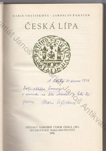Vojtíšková, Panáček - Česká Lípa (MARIE VOJTÍŠKOVÁ - PODPIS)