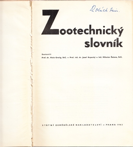 Grolog, Kopecký, Šatava - Zootechnický slovník