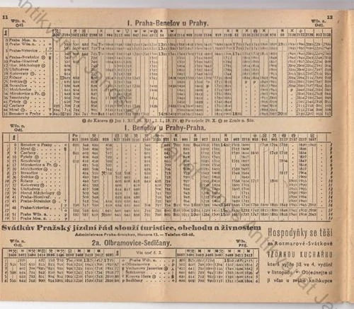 Svátkův pražský jízdní řád obchodní a turistický (zima 1948 - jaro 1949) | ČSD Praha