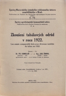 Zkoušení tabákových odrůd v roce 1922