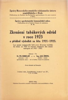 Zkoušení tabákových odrůd v roce 1923...