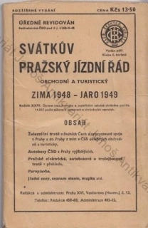 Svátkův pražský jízdní řád obchodní a turistický (zima 1948 - jaro 1949) | ČSD Praha